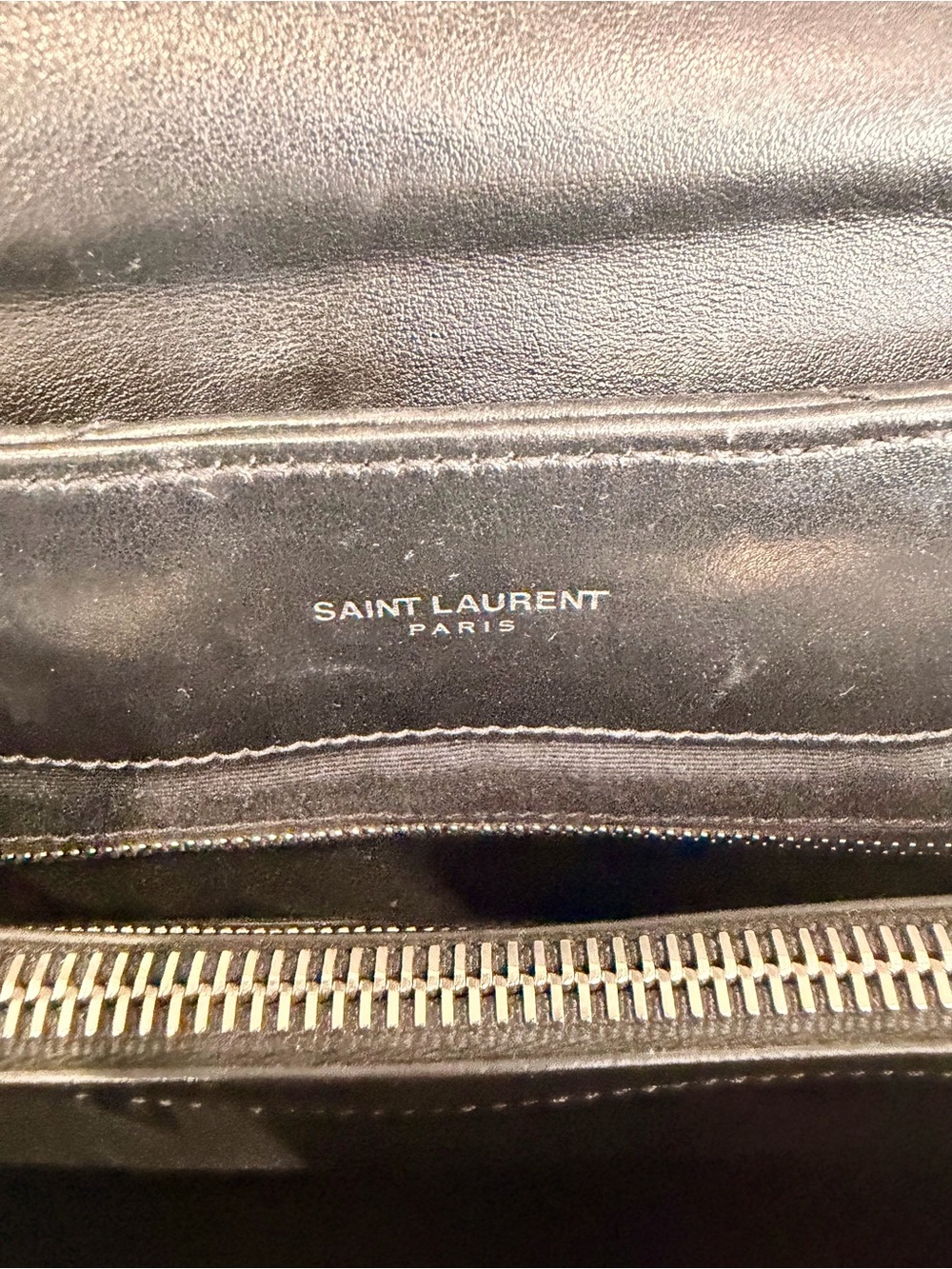 Saint Laurent Black Quilted Chevron Leather Shoulder Bag with Silver Hardware - Picture 3 of 4